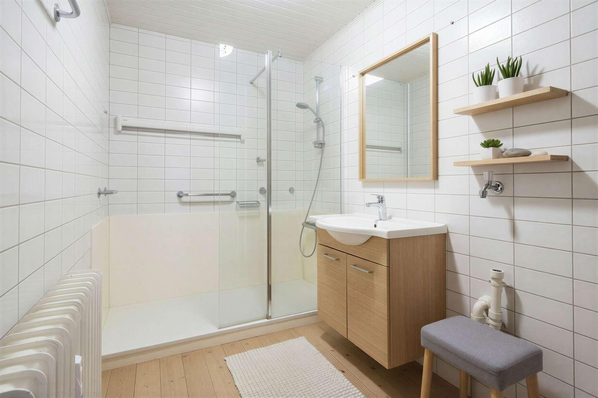 Badezimmer mit leichten Renovierungen (Einrichtungsbeispiel)