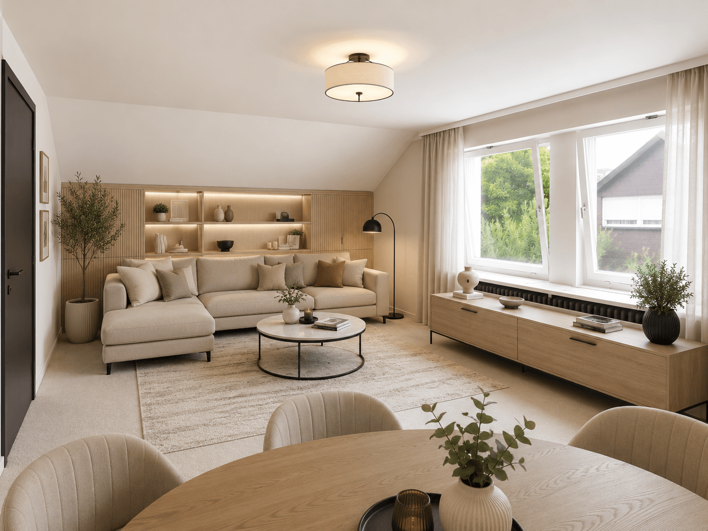 Wohn- und Esszimmer DG Einrichtungsbeispiel