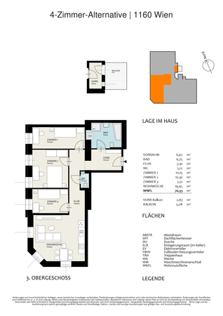 4-Zimmer-Alternative – ursprünglicher Verkaufsplan, Balkon geplant