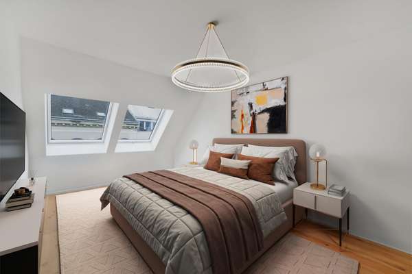 Schlafzimmer – virtuell möblierte Referenzwohnung