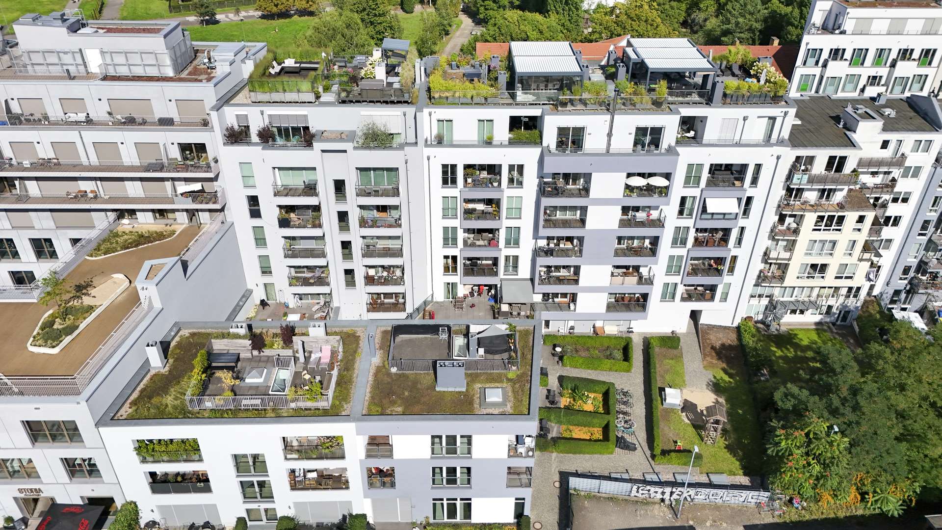 Luftansicht auf die Dachterrase