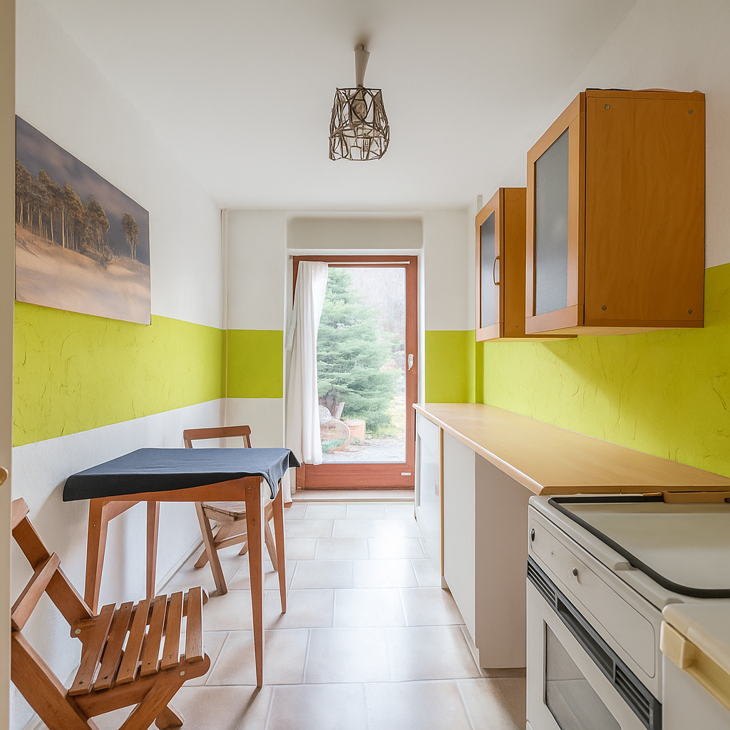 Ku00fcche mit Garten Zugang