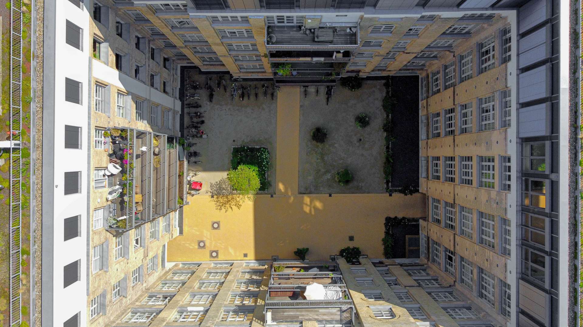 Innenhof Securawerke Luftaufnahme