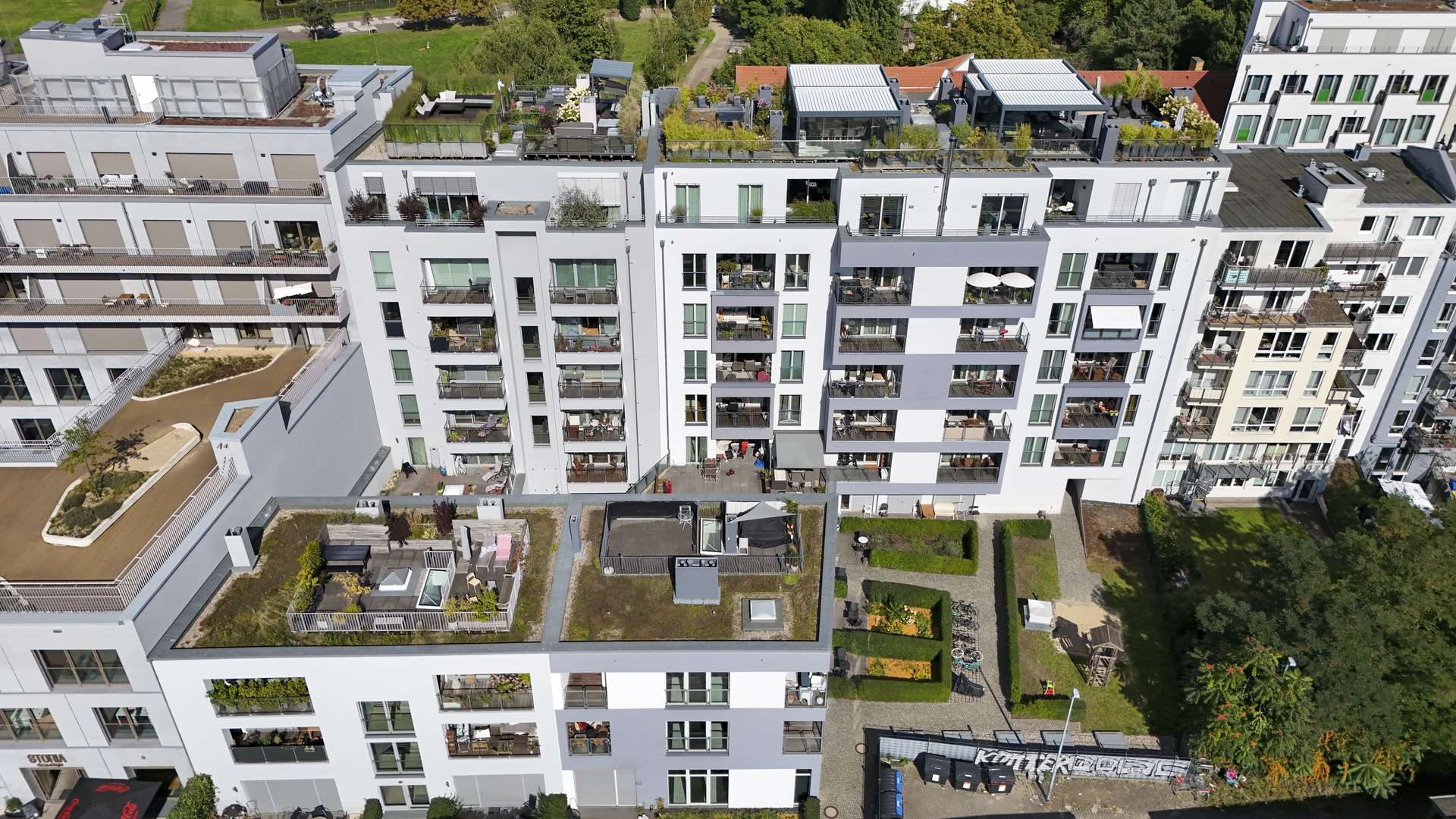 Luftansicht auf die Dachterrase