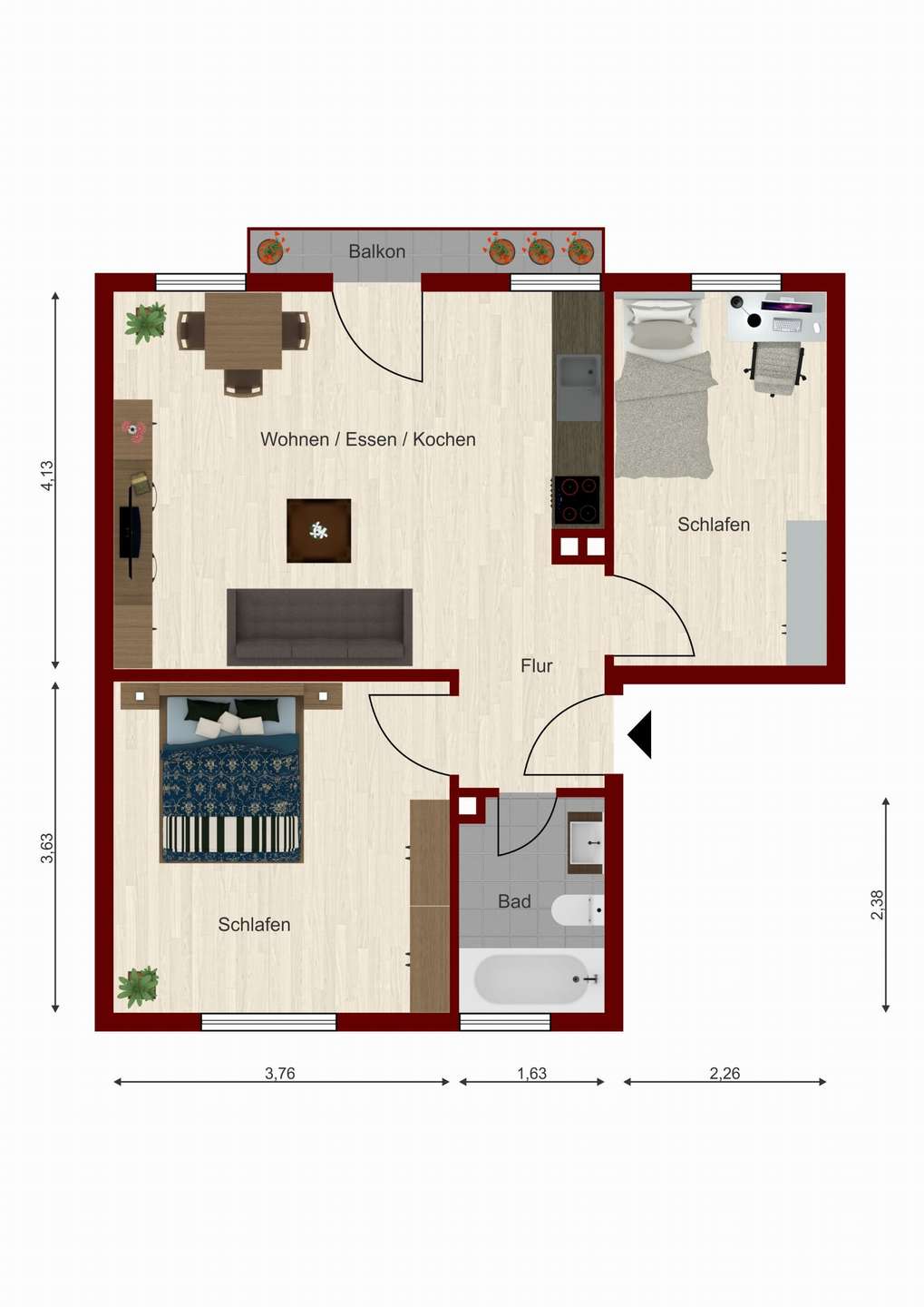 Grundriss – Etagenwohnung in Kempten