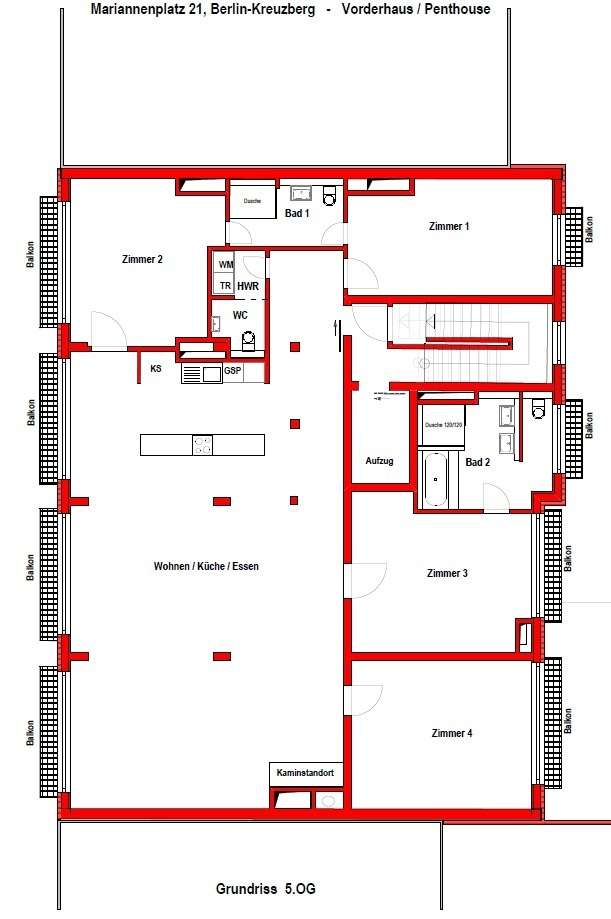 Grundriss 5 OG | Mariannenplatz
