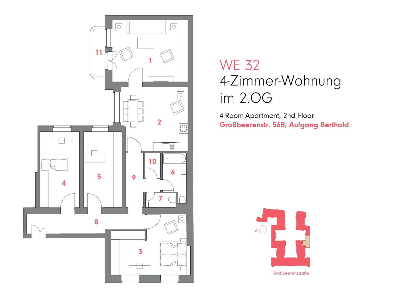 Grundriss WE 32 | Großbeerenstraße