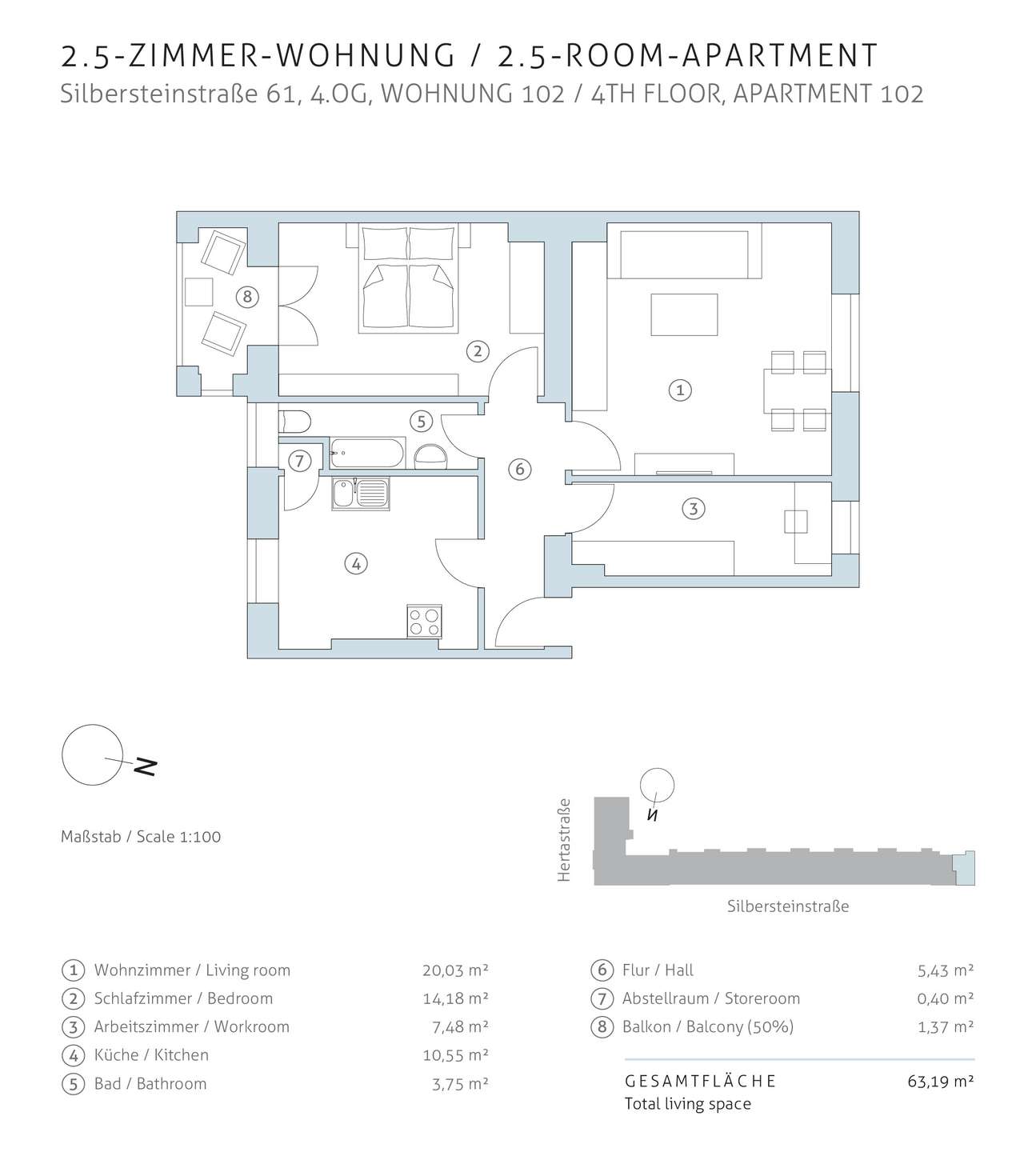 Grundriss Anlageimmobilie Neukölln | Silbersteinstraße