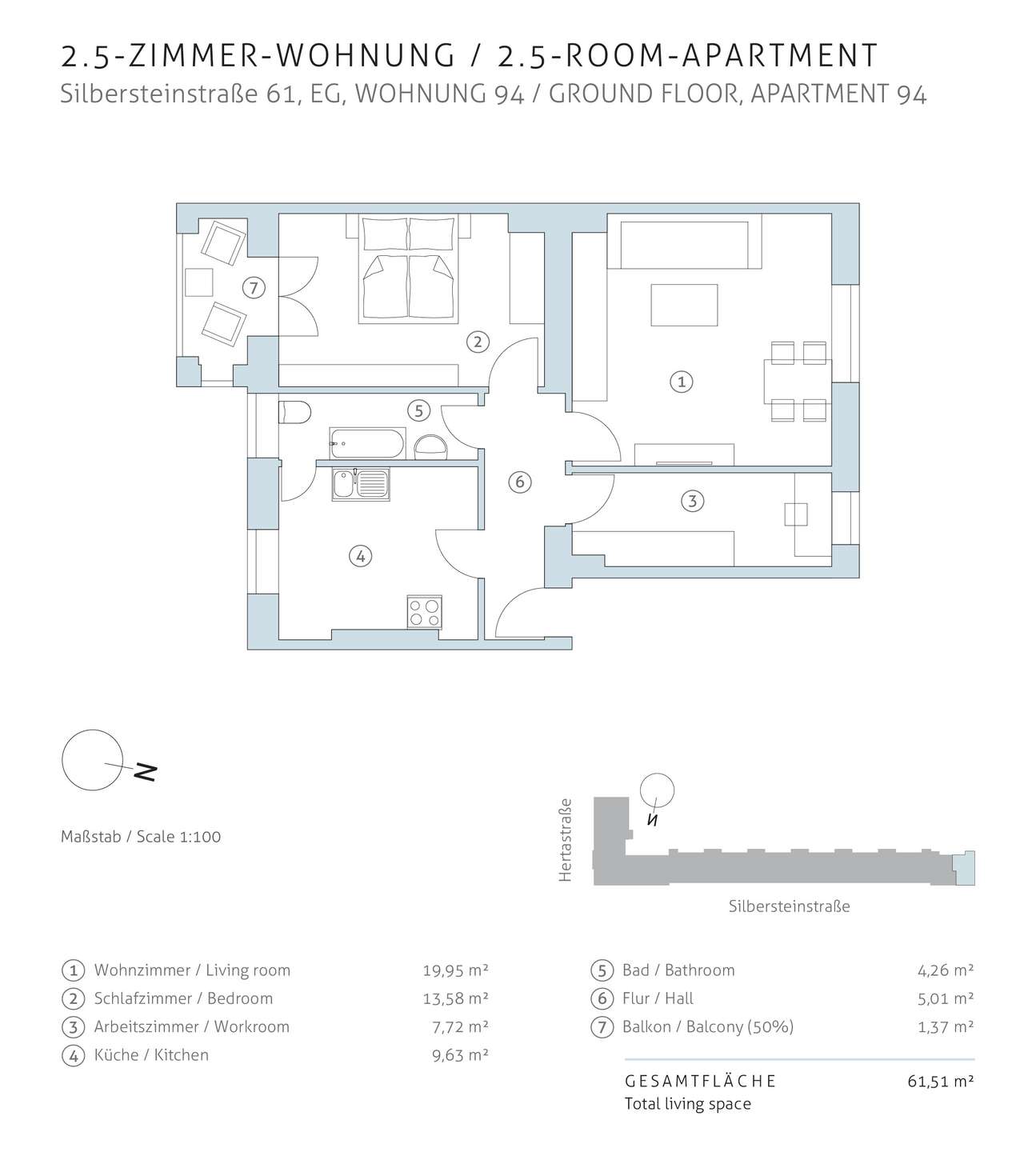 Grundriss Anlageimmobilie Neukölln | Silbersteinstraße