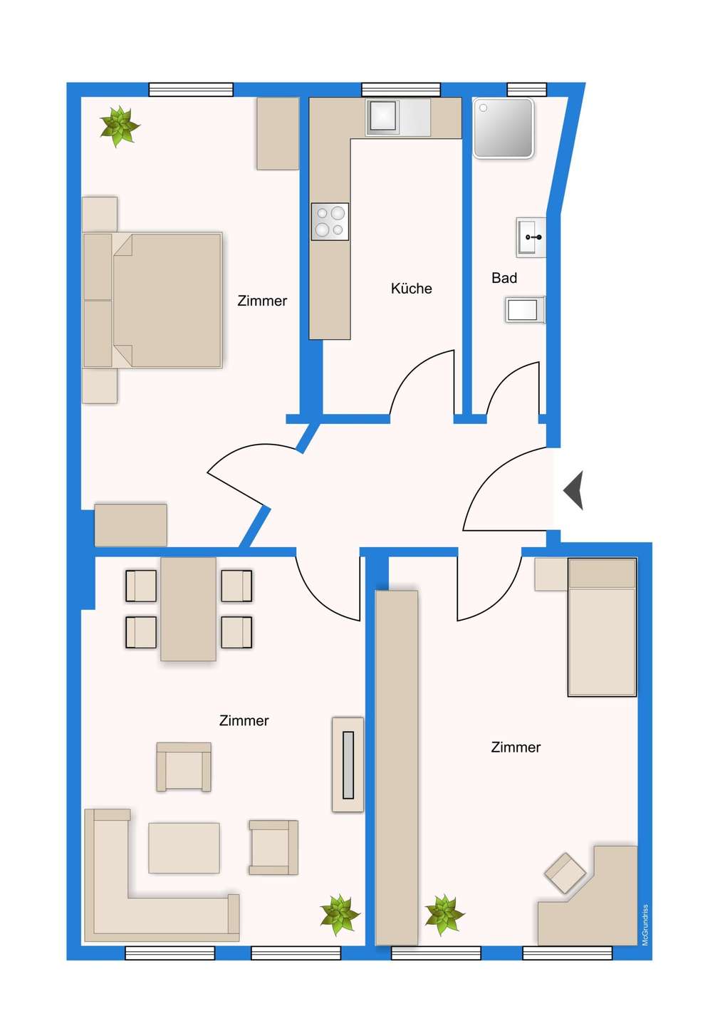 Bezugsfertige und WG geeignete Wohnung, Küche und Bad mit Fenster!