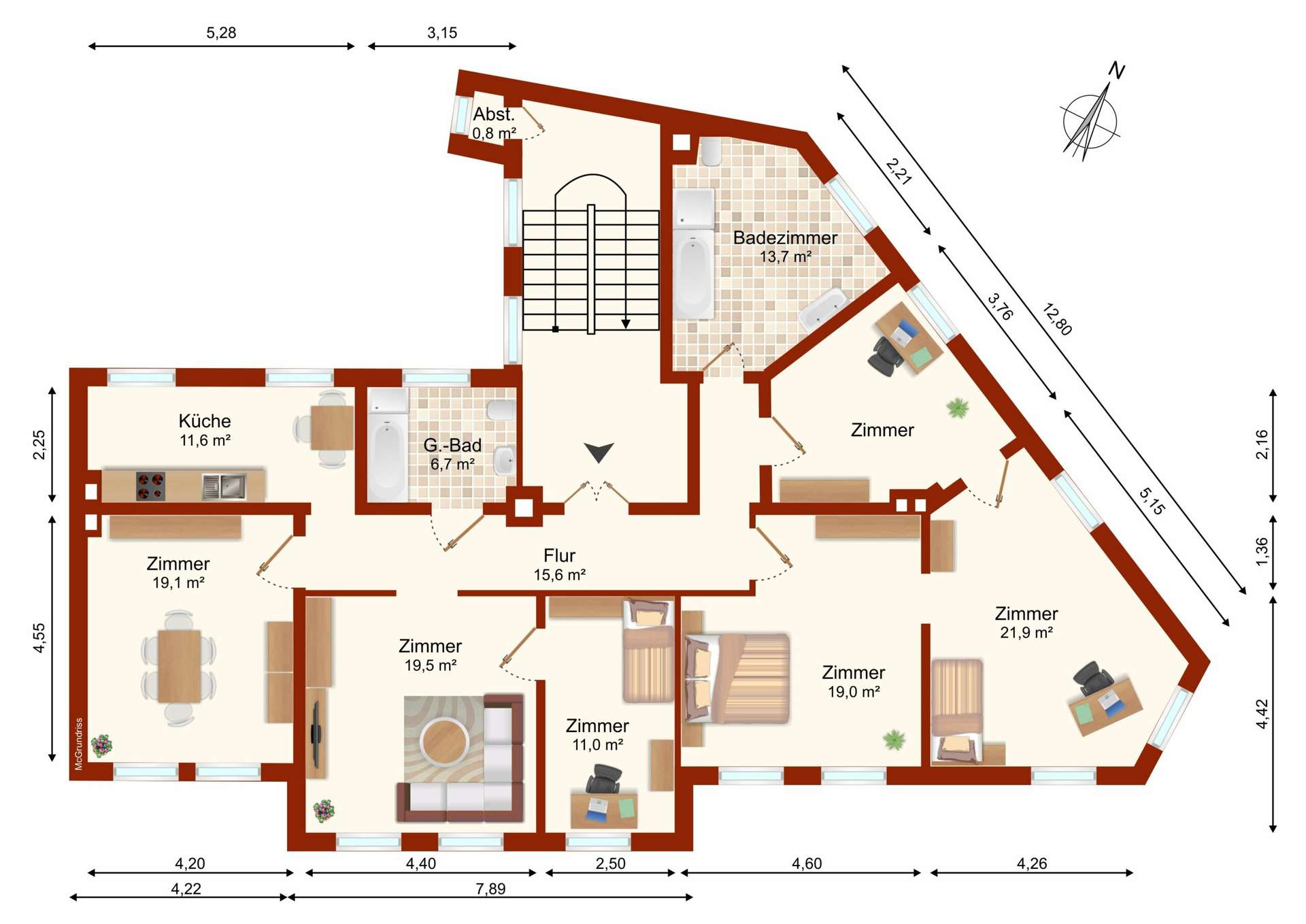 Individuell gestaltbare 4 bis 6-Zimmer-Wohnung im Paulusviertel überarbeitet NaL 20.01.17