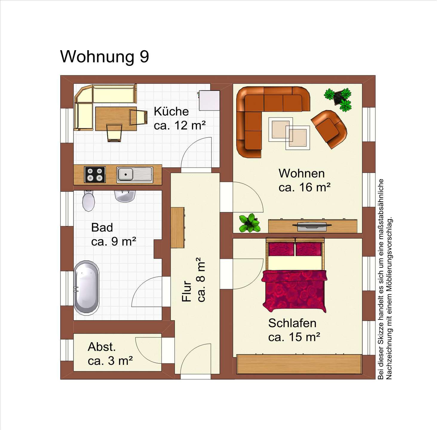 WG geeignet, Abstellraum, Bad mit Fenster und Balkon an der Wohnküche!