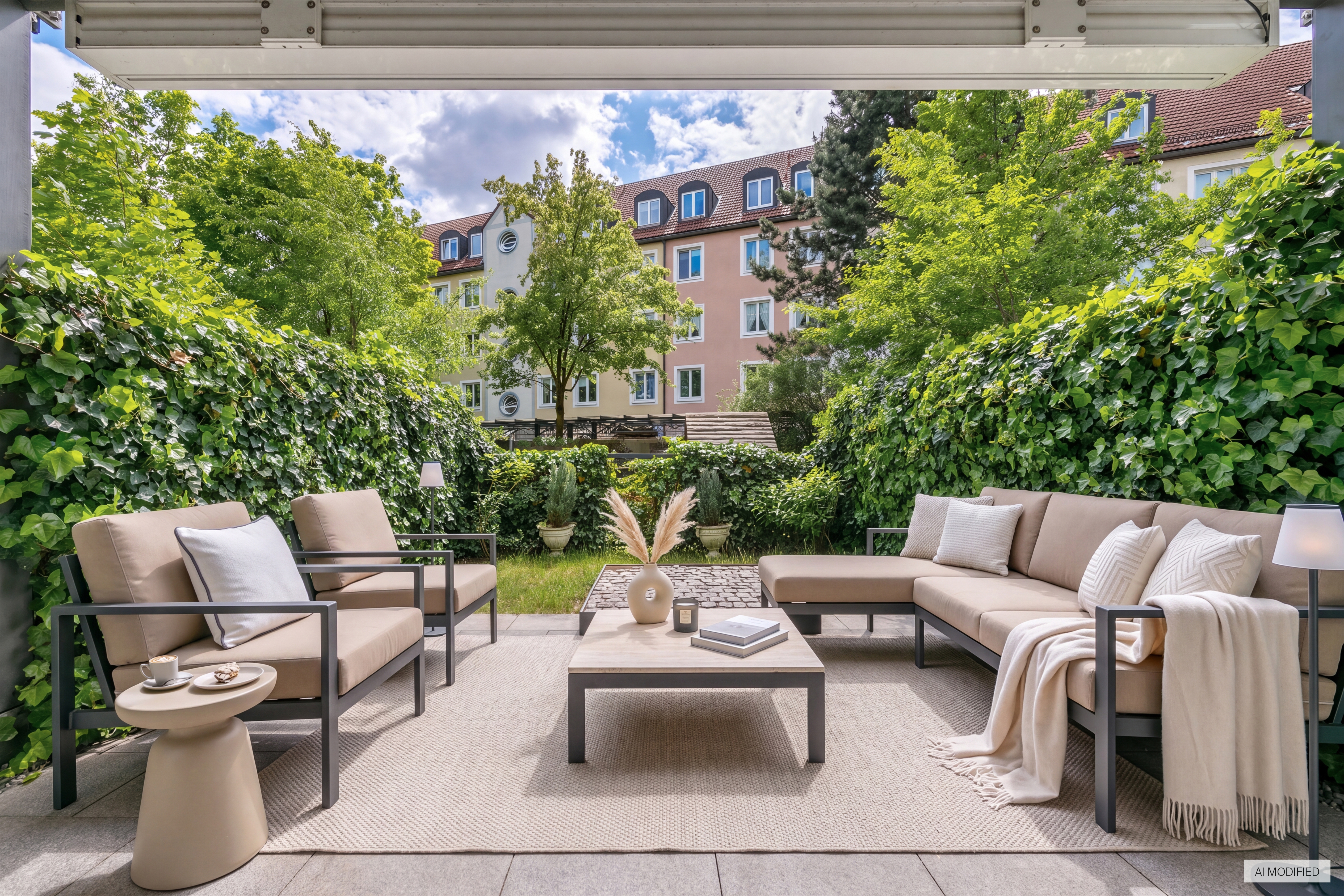 Modern 2-room garden apartment with conservatory and ceiling heights of 2.80 m