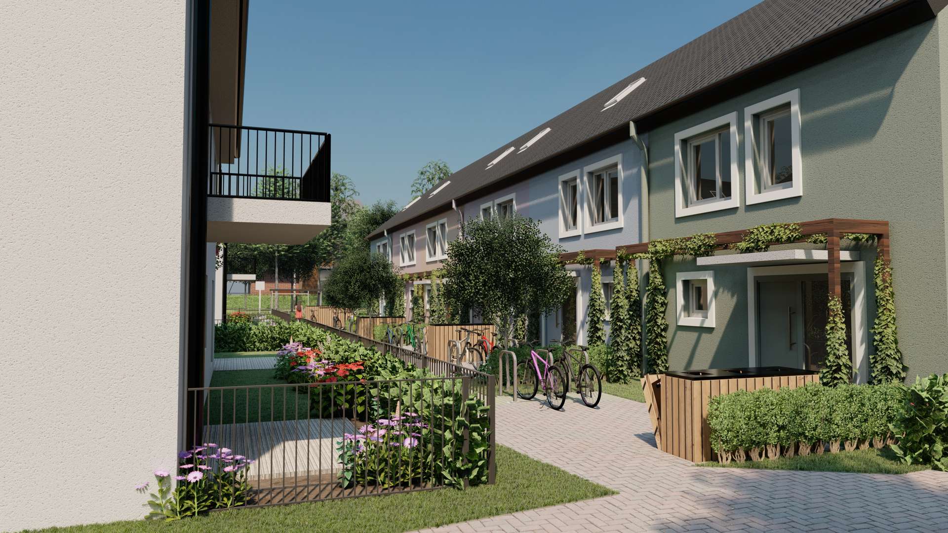 Reiheneckhaus in einer charmanten Anlage im Kopenhagen Stil mit ca. 38 m² Westgarten