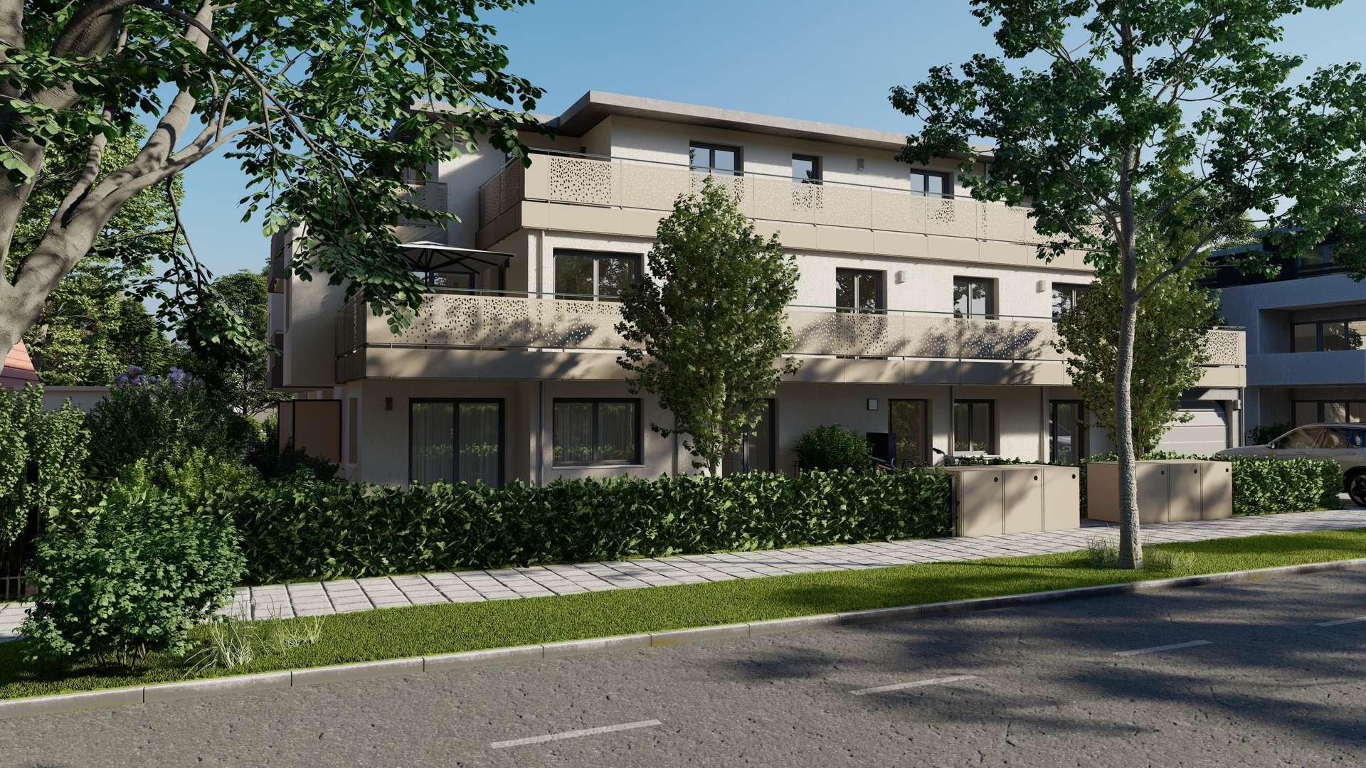 Moderne 3-Zimmer-Neubauwohnung mit sonniger Südwest-Terrasse und Garten