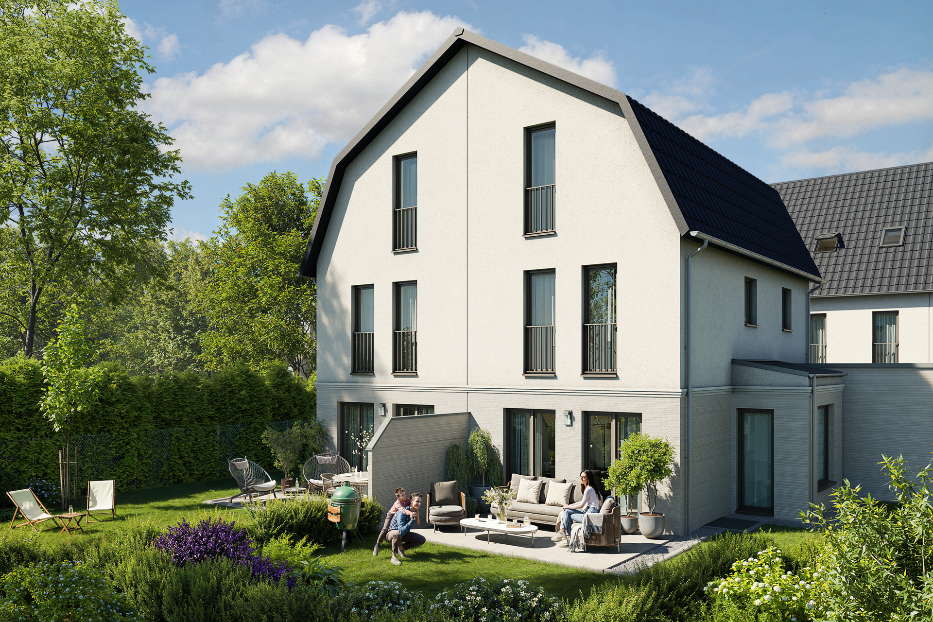 Familienfreundliche Neubau-Doppelhaushälften mit Mansarddach und direkter ÖPNV-Anbindung