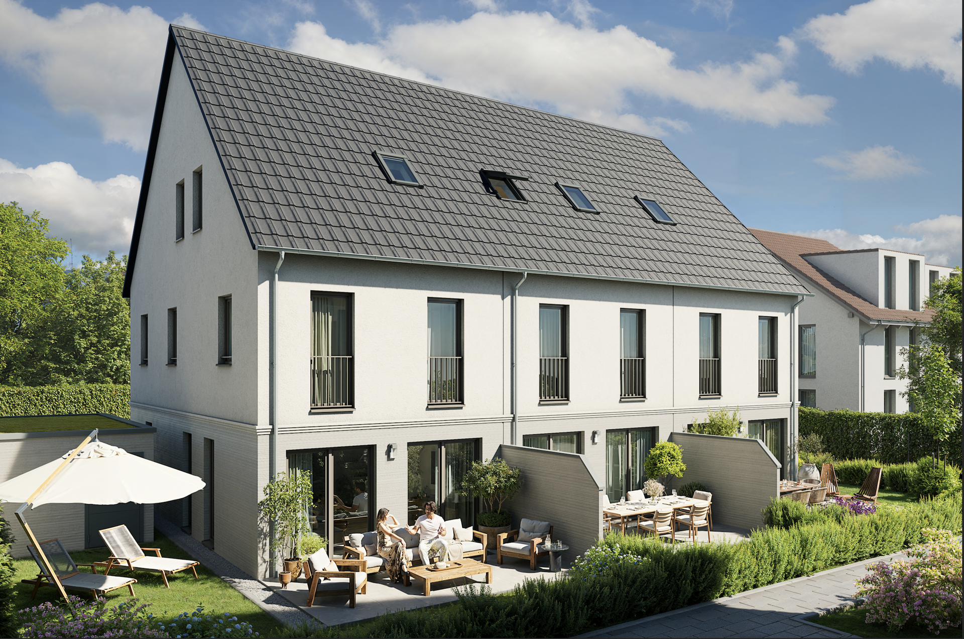 Neubau - Reiheneckhaus mit Süd-West-Ausrichtung in München-Untermenzing