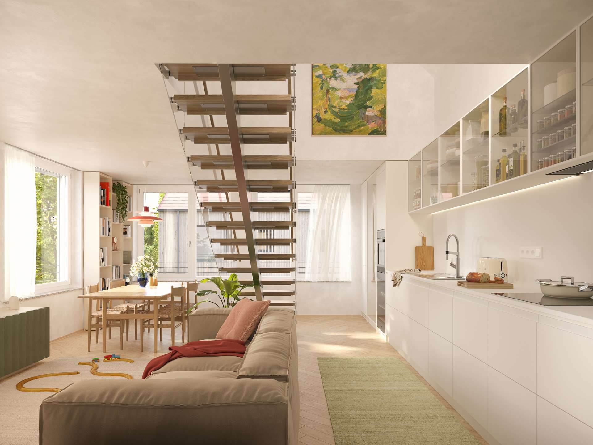 Stilvolle Galeriewohnung verteilt auf 2 Etagen mit Dachterrasse