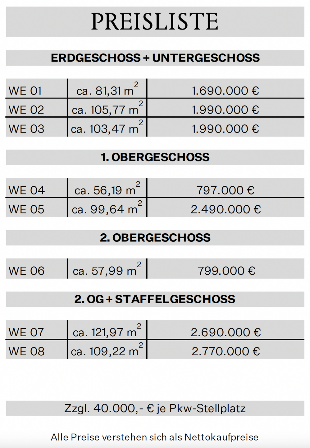 Preisliste