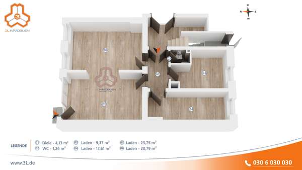 Repräsentative Altbau-Gewerbeeinheit mit umfassender Nutzungsfreiheit in Berlin-Charlottenburg - Thumbnail 11