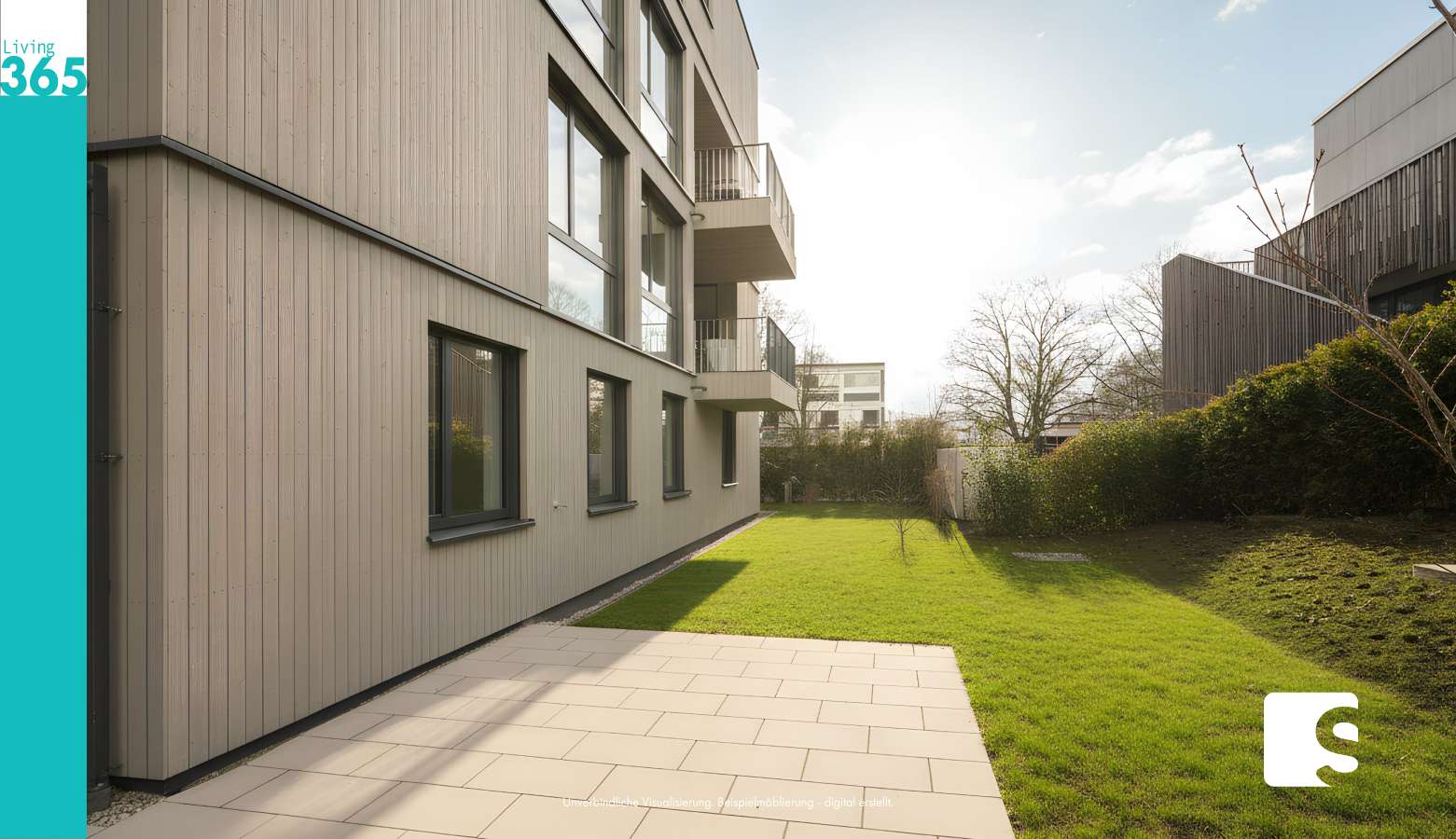 Teil-Terrasse mit Garten