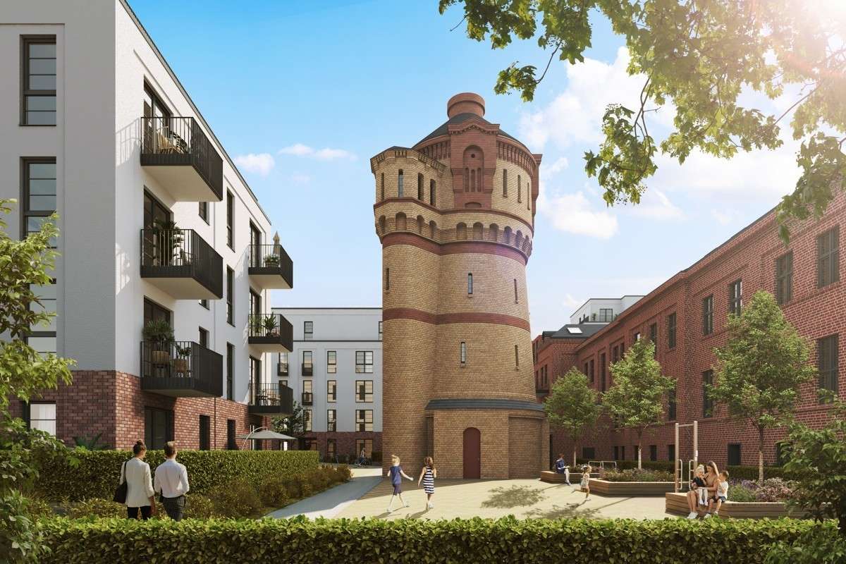 Visualisierung Innenhof mit Turm