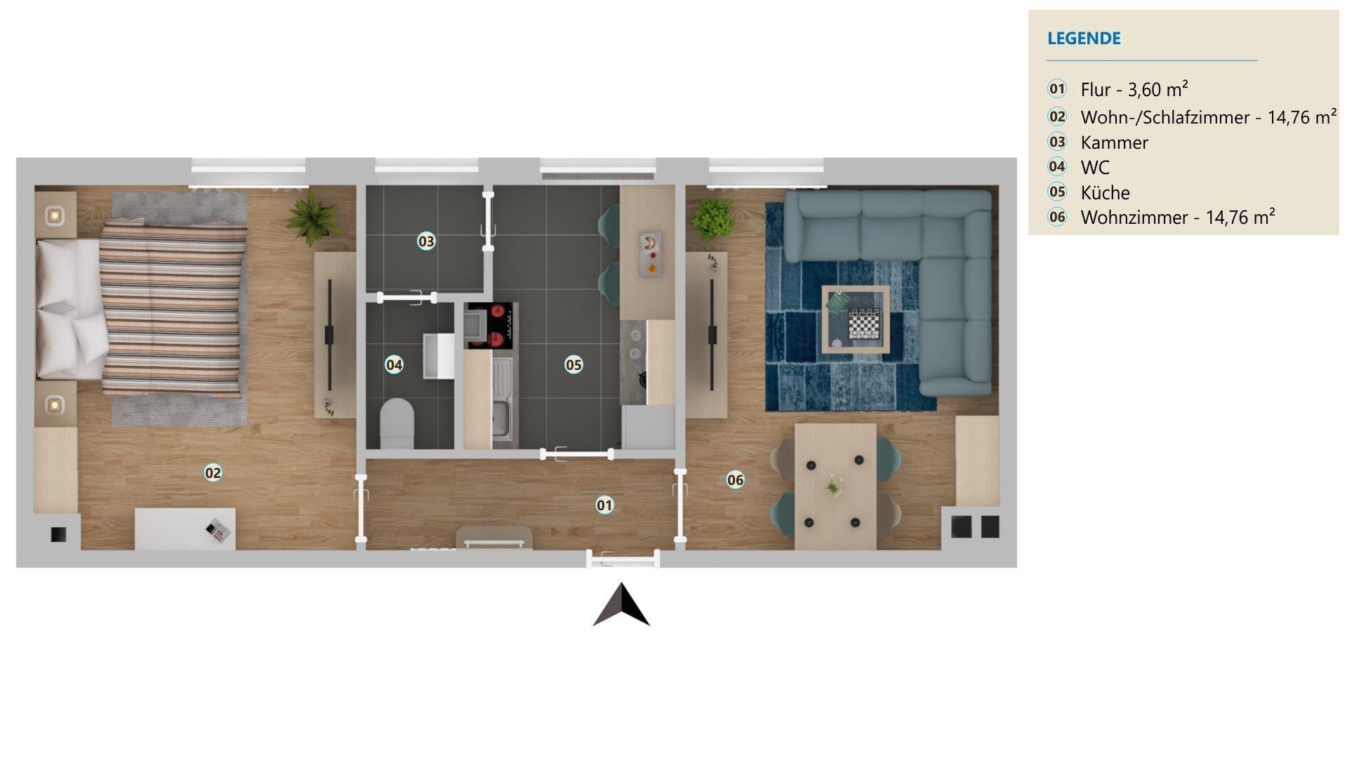 Charmante 2-Zimmer-Wohnung in zentraler Lage – Langjährig vermietet mit Entwicklungspotenzial