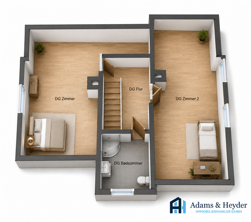 3D Grundriss Dachgeschoss