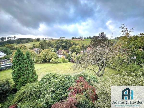 Blick von Balkon in Garten