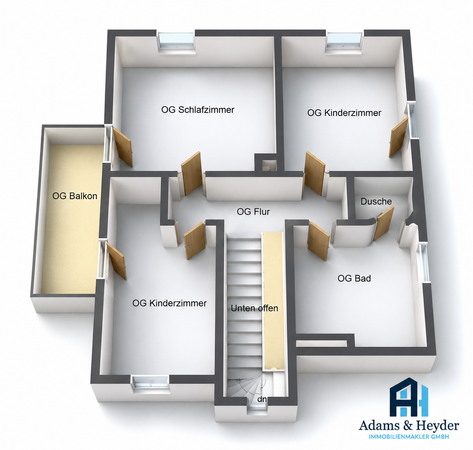 3D Grundriss Obergeschoß