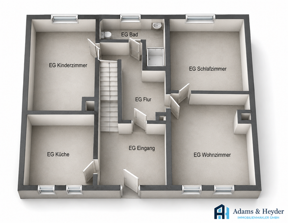 3D Grundriss Erdgeschoss