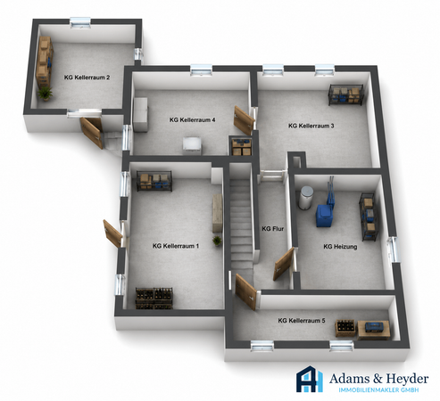 3D Grundriss Kellergeschoss