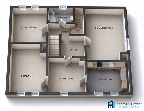 3D Grundriss Obergeschoss