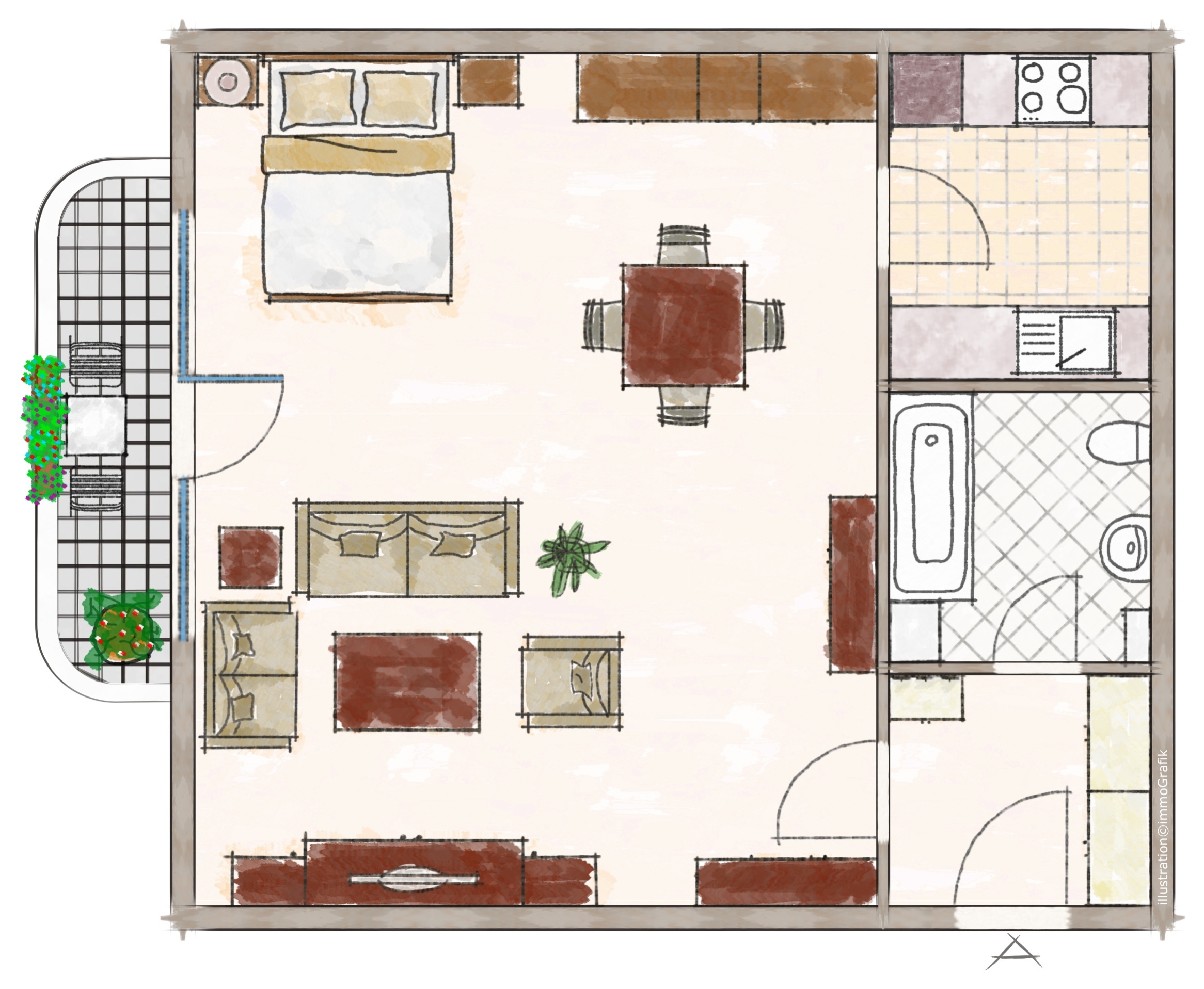 MAXVORSTADT! Möbliertes 1-Zimmer Appartement in TOP Lage! – Vorschaubild 5