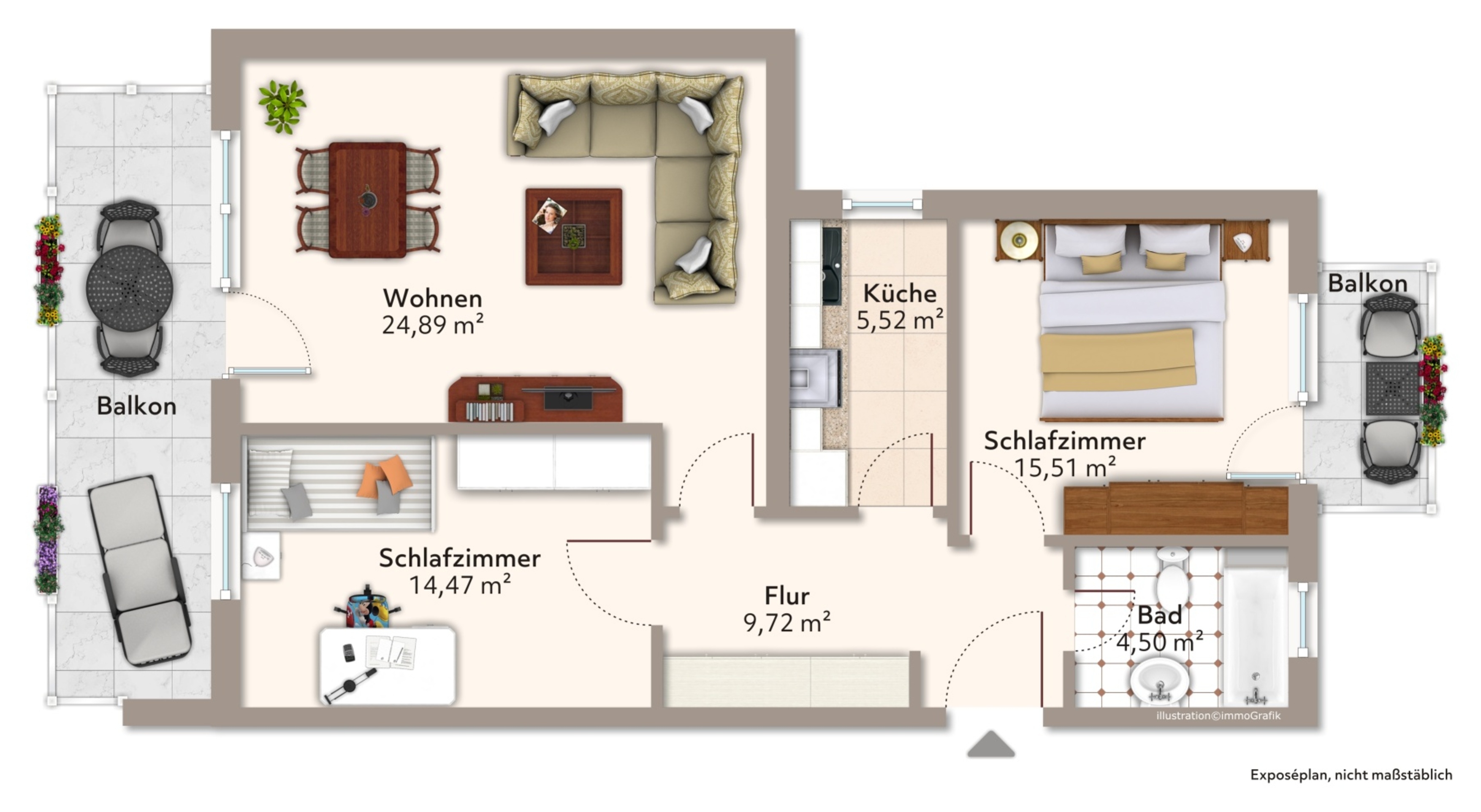 München-Solln: Attraktive 3-Zimmer-Wohnung mit zwei Balkonen und großzügigem Garten – Vorschaubild 9