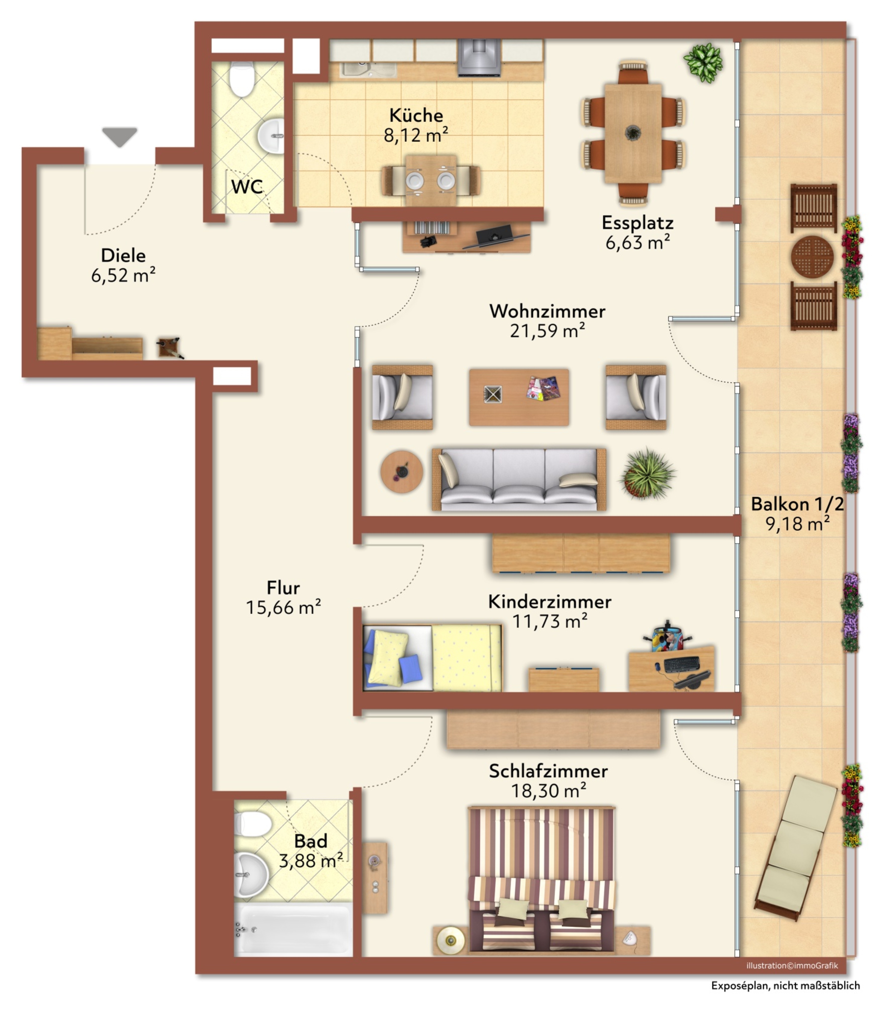 Wohnen im Grünen: Großzügige 3-Zimmer-Wohnung mit ca. 100 m² und Sonnenbalkon – Vorschaubild 11