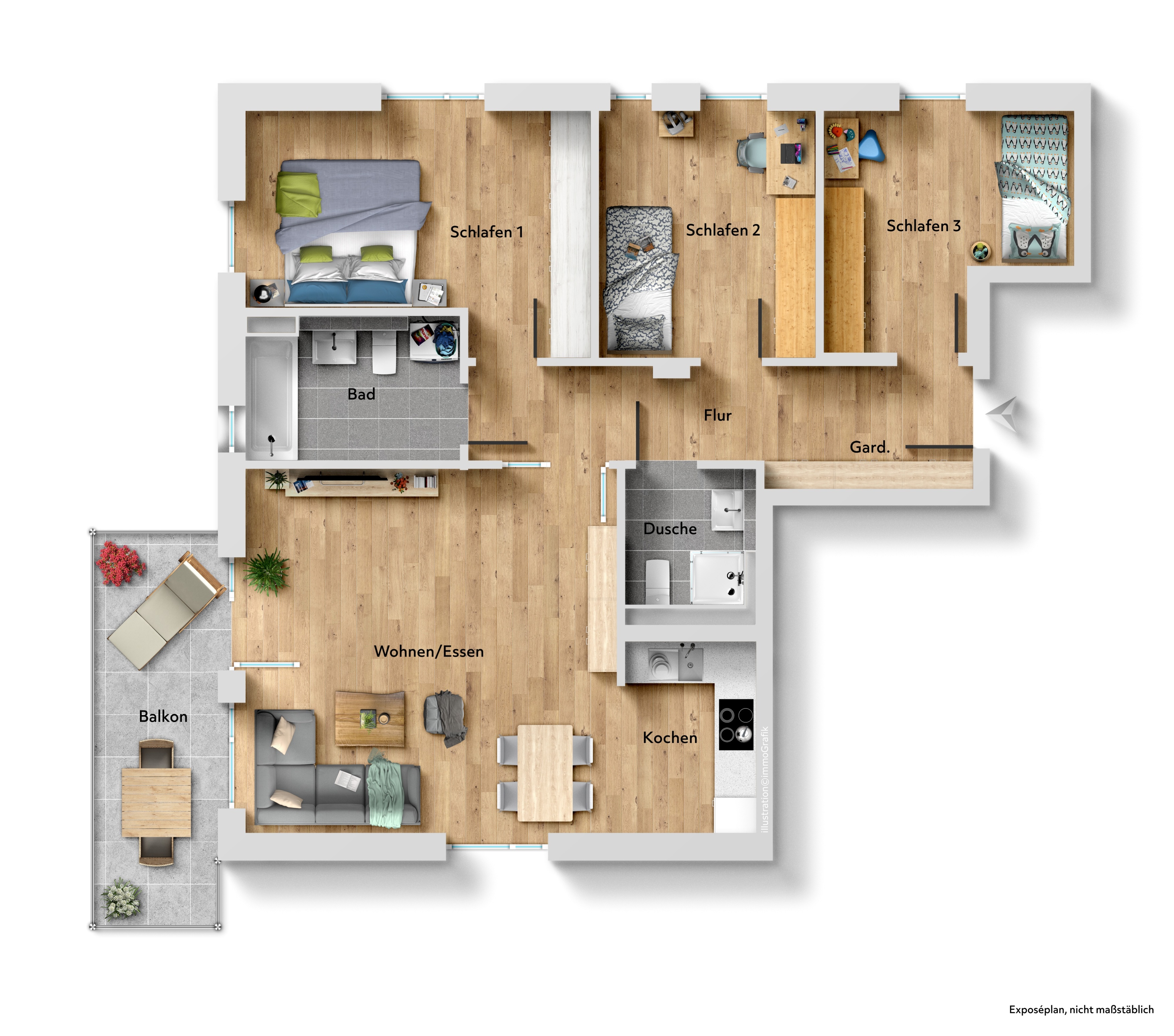 Moderne 4-Zimmer-Wohnung mit Balkon & Stellplätzen – solide vermietet! – Vorschaubild 10
