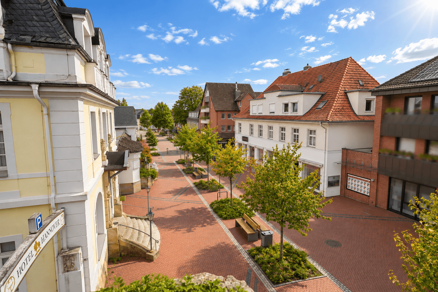 Ausblick in die Fußgängerzone  KI bearbeitet