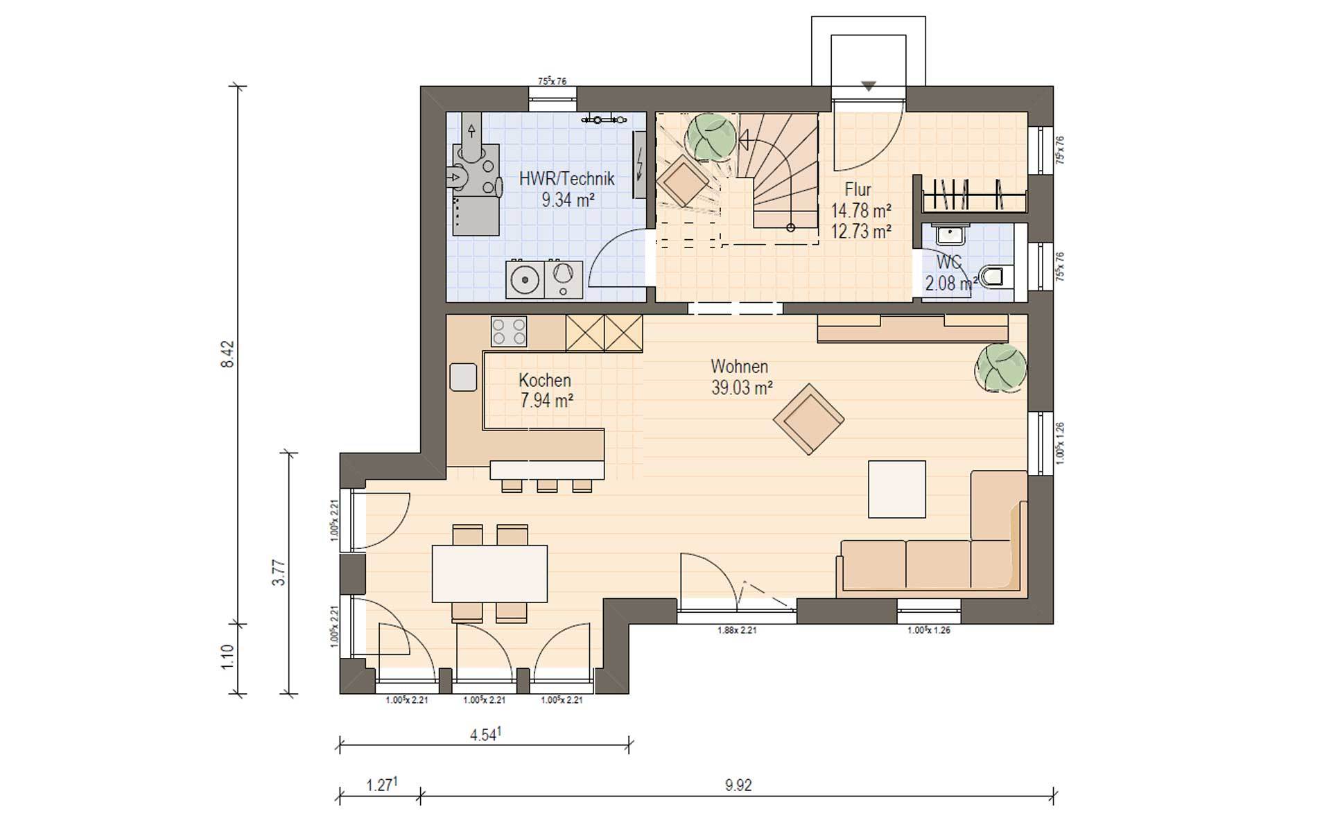 Klassisches Einfamilienhaus mit viel Platz auf kleinem Raum – Kauf in  – fertighaus-haas-s-130-eg (3/9)