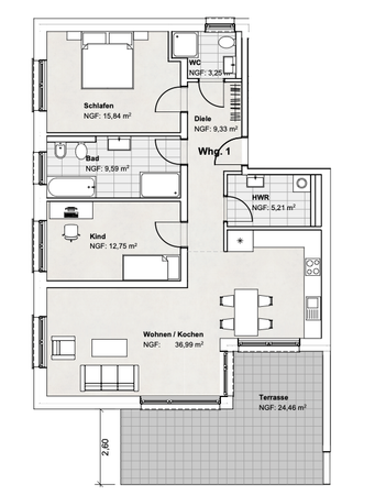 Grundriss Erdgeschoss Variante 1