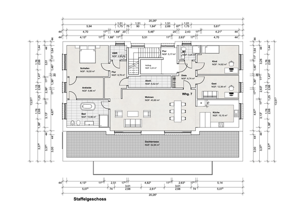 Grundriss 3. Obergeschoss Penthouse