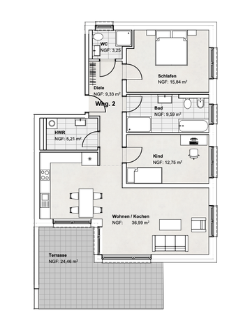 Grundriss Erdgeschoss Variante 2