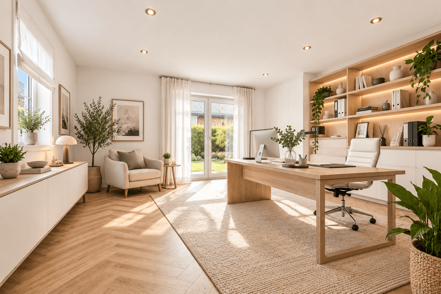 Zimmer im EG Büro, Gäste (KI-geniert)