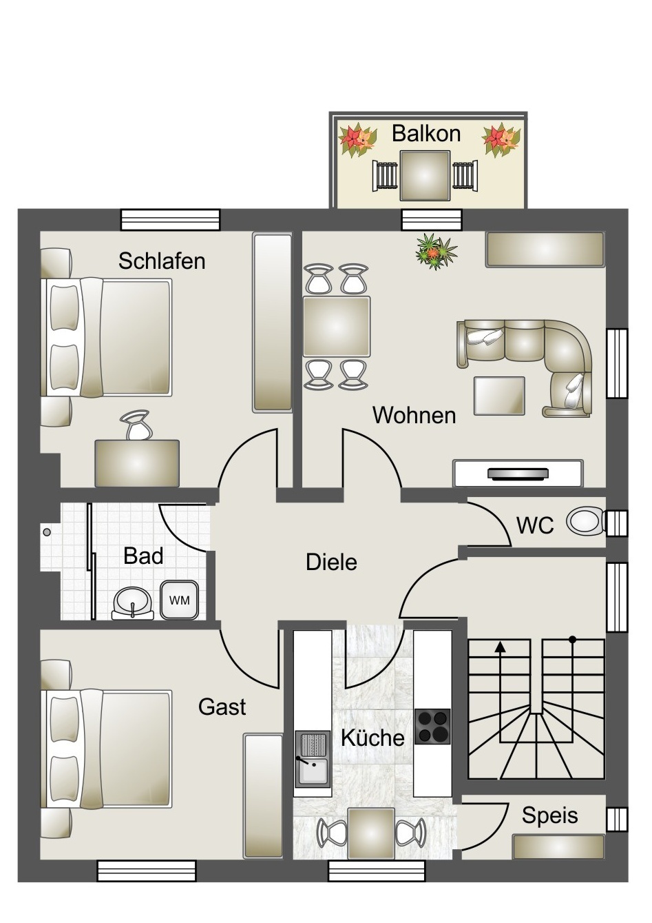 Grundriss 1. und 2. Obergeschoss