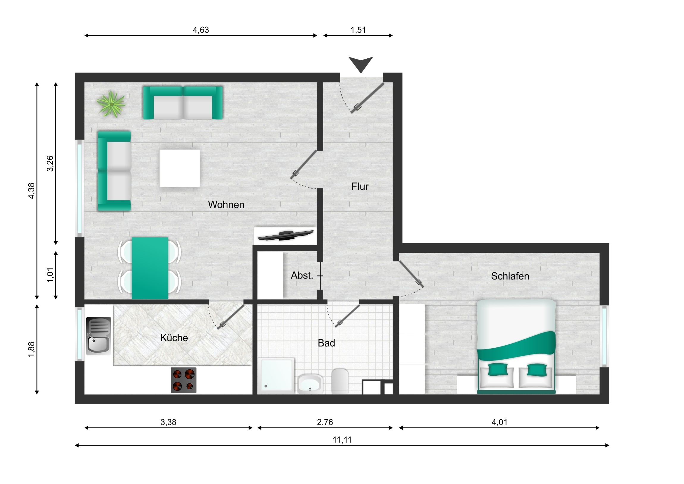 Grundriss der Wohnung