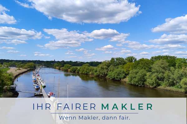 ** Stilvolles Penthouse direkt an der Lesum mit 74m² Dachterrasse und 2 Stellplätze **