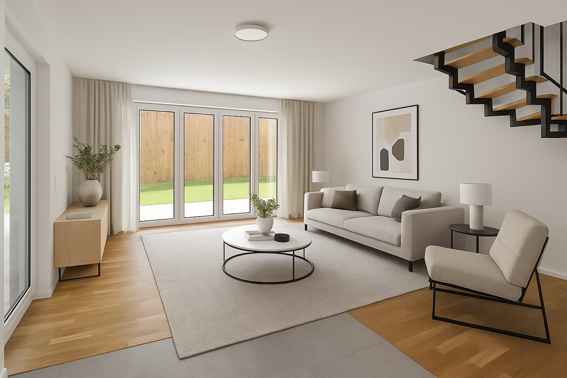 Wohnzimmer möbliert Visualisierung