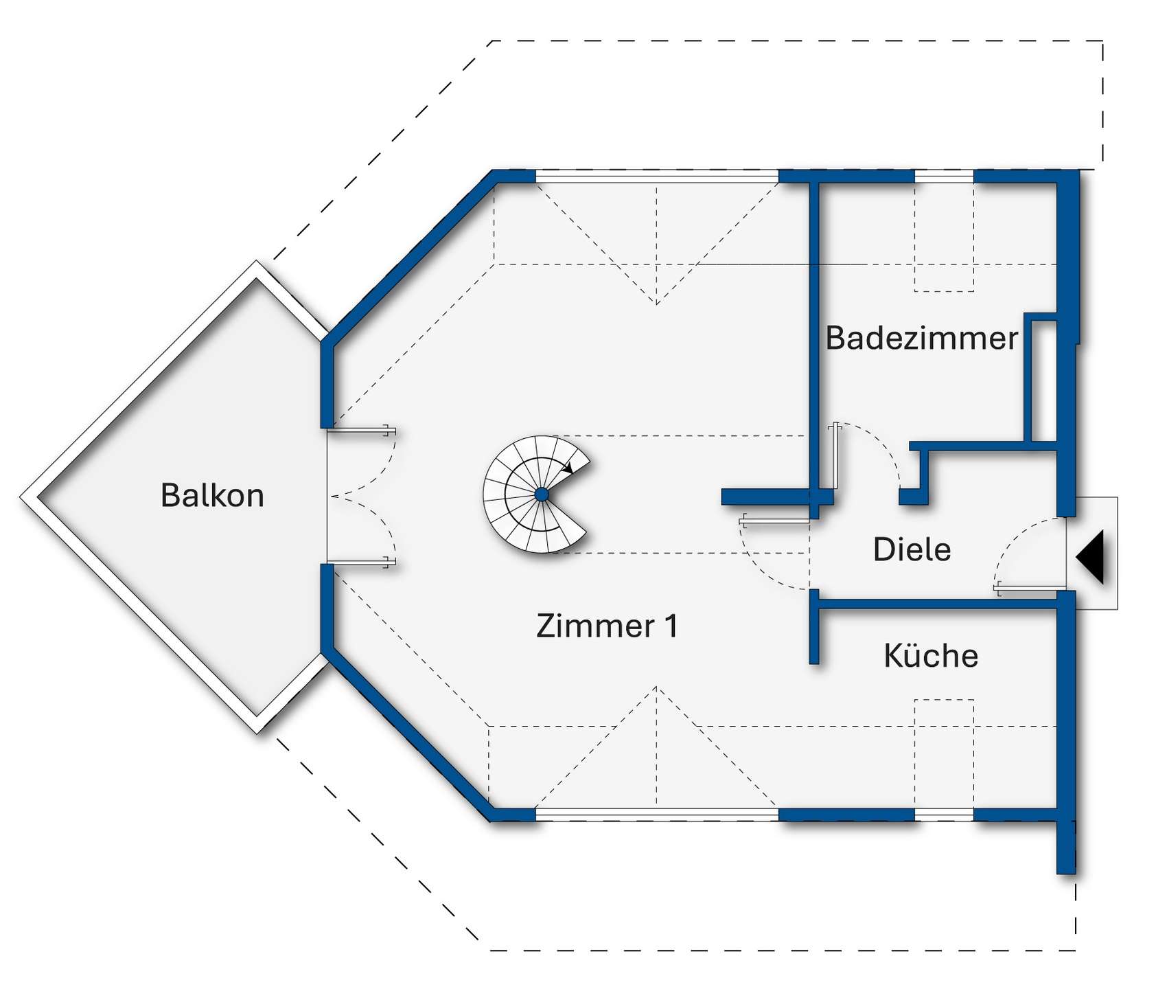 Grundrissskizze DG + Spitzboden links 