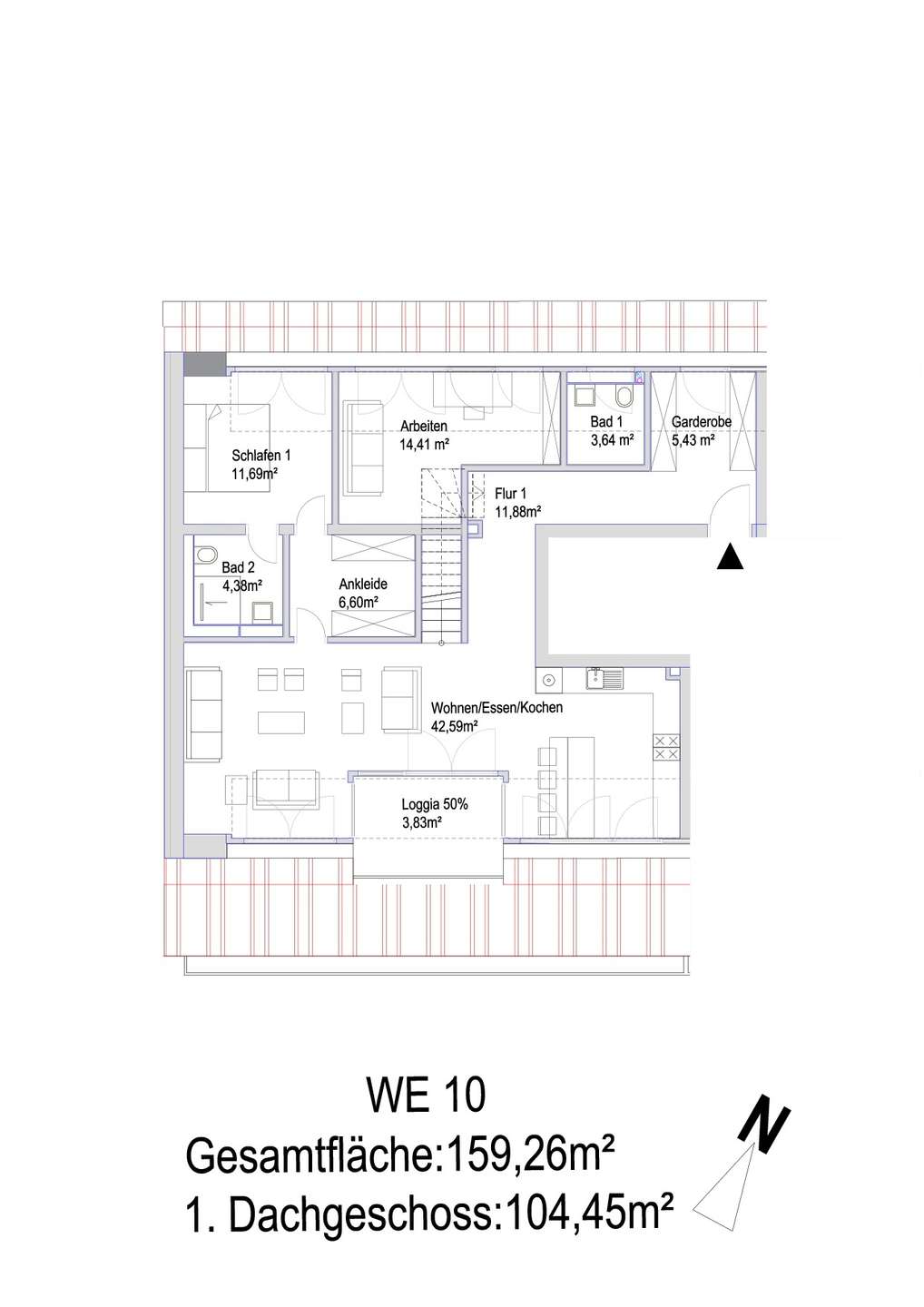 Grundriss DG Wohnung Nr 10 1 Ebene