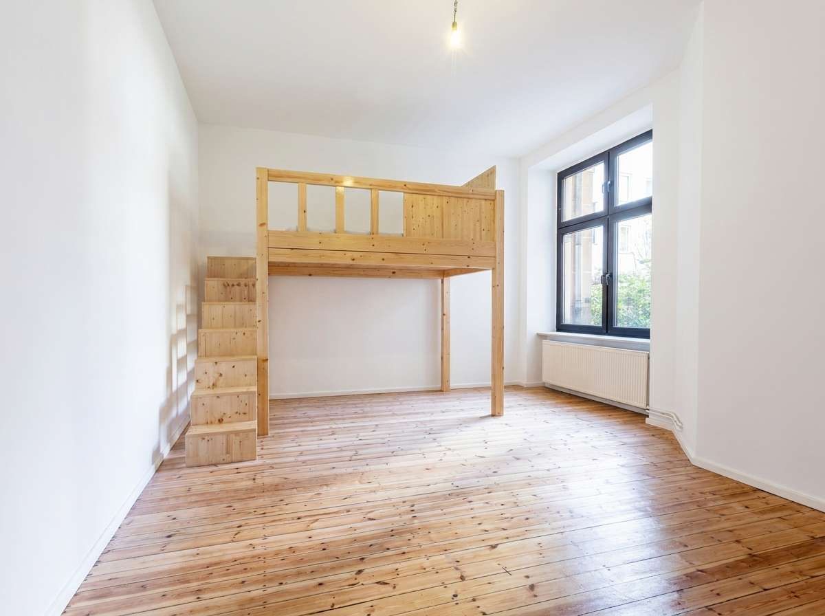 Wohnzimmer mit Hochbett....